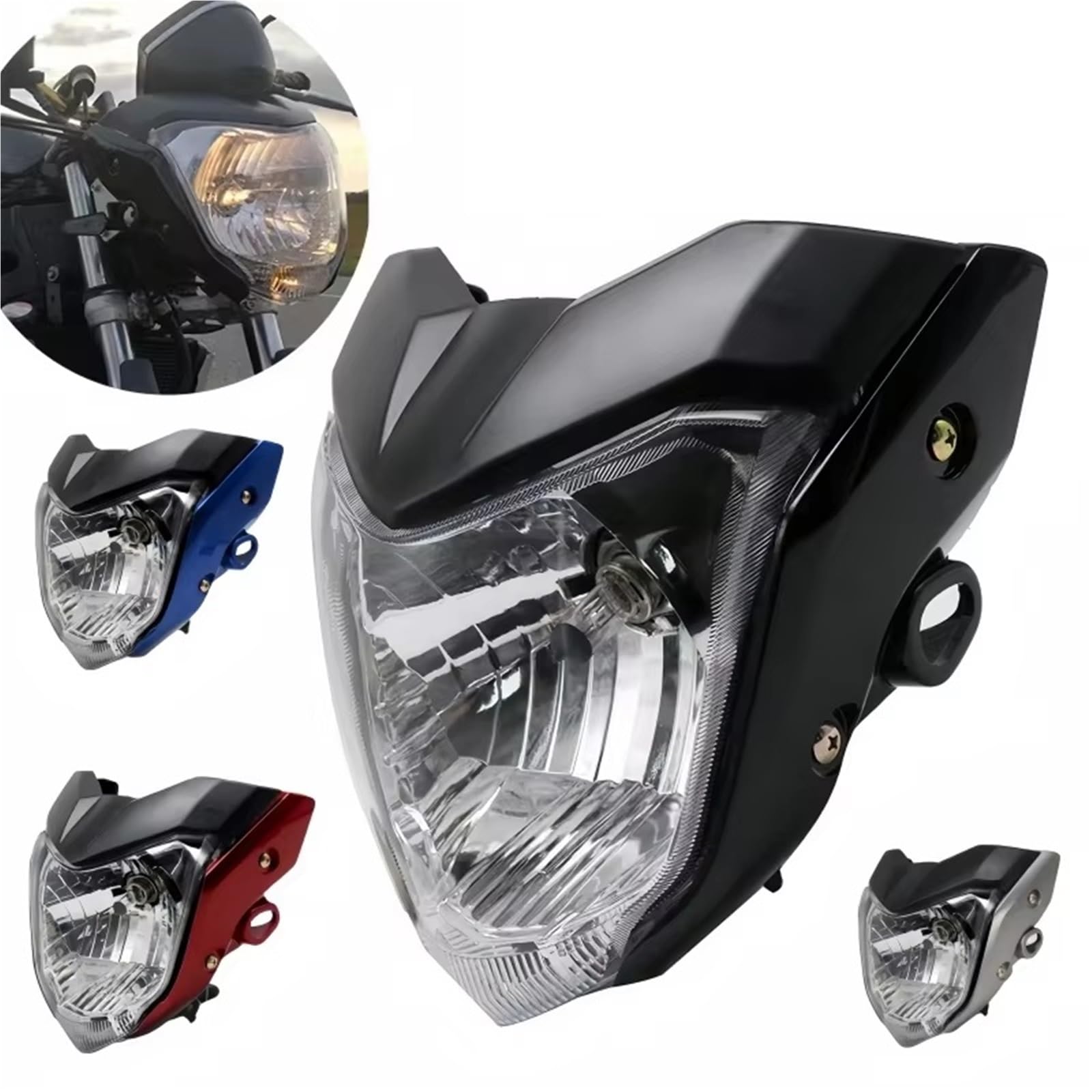Moto Faro Fanale per FZ16 per YS150 per FAZER150 Motociclo LED Faro Anteriore Segnale Luminoso con Staffa di Montaggio Lampadina
