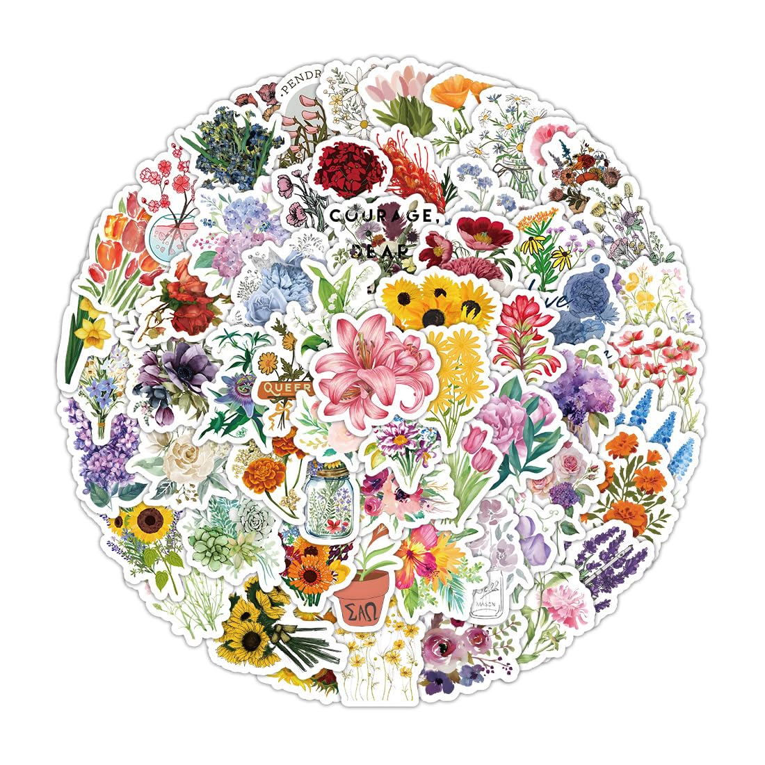 100 Hojas Pegatinas Scrapbooking de Flores Plantas Manualidades Stickers Bullet Journal Album Flores Plantas Sticker, Manualidades Álbumes de Recortes Decoración, Vintage Scrapbook Pegatinas