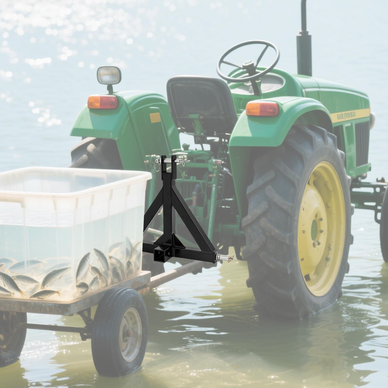Enganche de remolque de 3 puntos, enganche de remolque para tractor con tractor de 2 pulgadas, carril de cultivo, para la mayoría de tractores y remolques