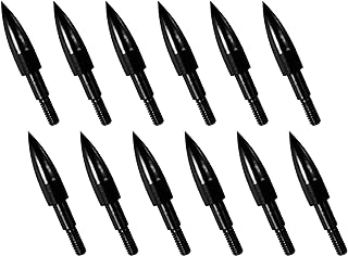 12pcs Archery Arrow Tips 100/125/150/200 Grain Field Tips 5/16 Inch Screw in Bullet Points , Archery Target Crossbow Practice Tip for Arrow Recurve Bow Compound Bow, Hunting Bow Arrow Target Practice
