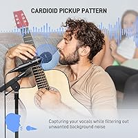 Vista 3 de SUDOTACK Micrófono de karaoke con cable de mano: micrófono vocal dinámico para sistema de PA, altavoces AMP con cable de 9.84 pies y interruptor