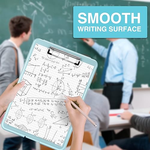 Miniatura 6 de Sooez Portapapeles con almacenamiento, portapapeles de almacenamiento de plástico con clip de perfil bajo, tableros de clip de enfermería plegables,