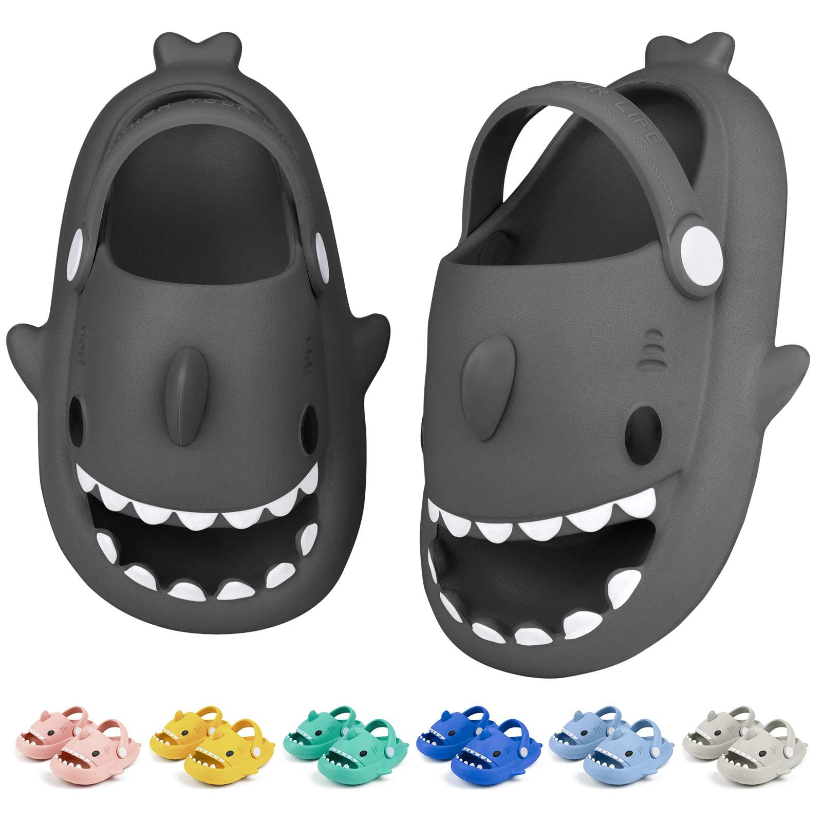 LAKIGE Toddler Shark Cloud Slides | Kids Shower Sandals | Boys Girls Cute Cartoon Fish Flip Flops | Beach Pool Home Slippers Shoes | Quick Dry