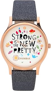 TEAL BY CHUMBAK Round Dial Analog Watch for Women,Strong is New Pretty Collection, Solid Vegan Leather Strap,Gifts for Women/Girls/Ladies,Stylish Fashion Watch for Casual/Work - Grey