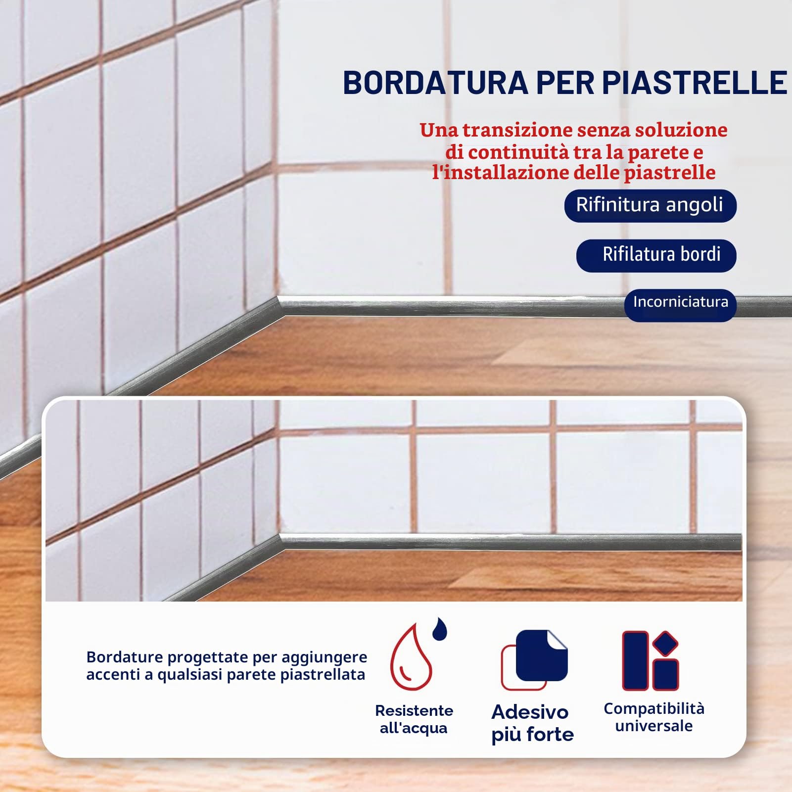 Art3dwallpanels Bordo autoadesivo flessibile in acciaio inox da 9,2 m, per decorare gli angoli