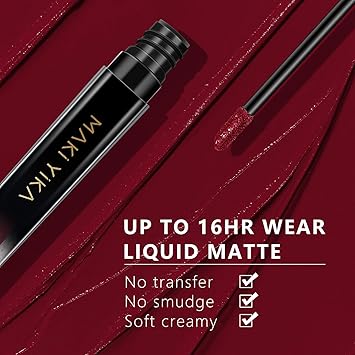 MAKI YIKA Burgundy Red Lipstick for Women Colorstay Long Lasting Lipsticks No Smudge Matte Liquid Lipstick Transferproof Cruelty-Free Lip Color,Burgundy