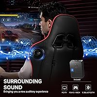 Vista 4 de GTPLAYER Silla de juegos con altavoces Bluetooth, respaldo y altura ajustables, reposabrazos 3D, reposapiés, silla ergonómica para computadora