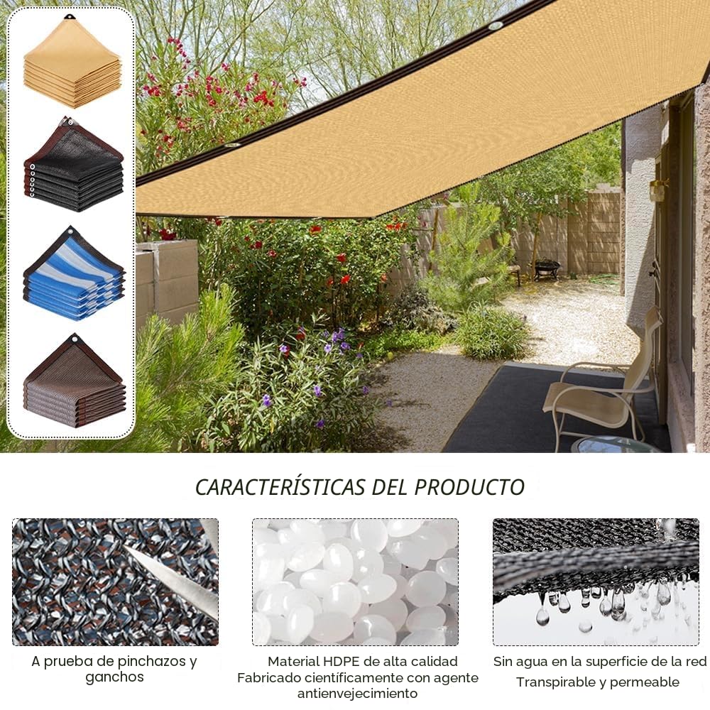 Red de Sombra, 3x4m Malla Sombra Exterior con Ojales, Anti-UV Malla Sombreadora Jardin, Lona Sombra Exterior, Transpirable y Protector Solar, Malla Ocultacion Toldo para Jardines Invernaderos Patios