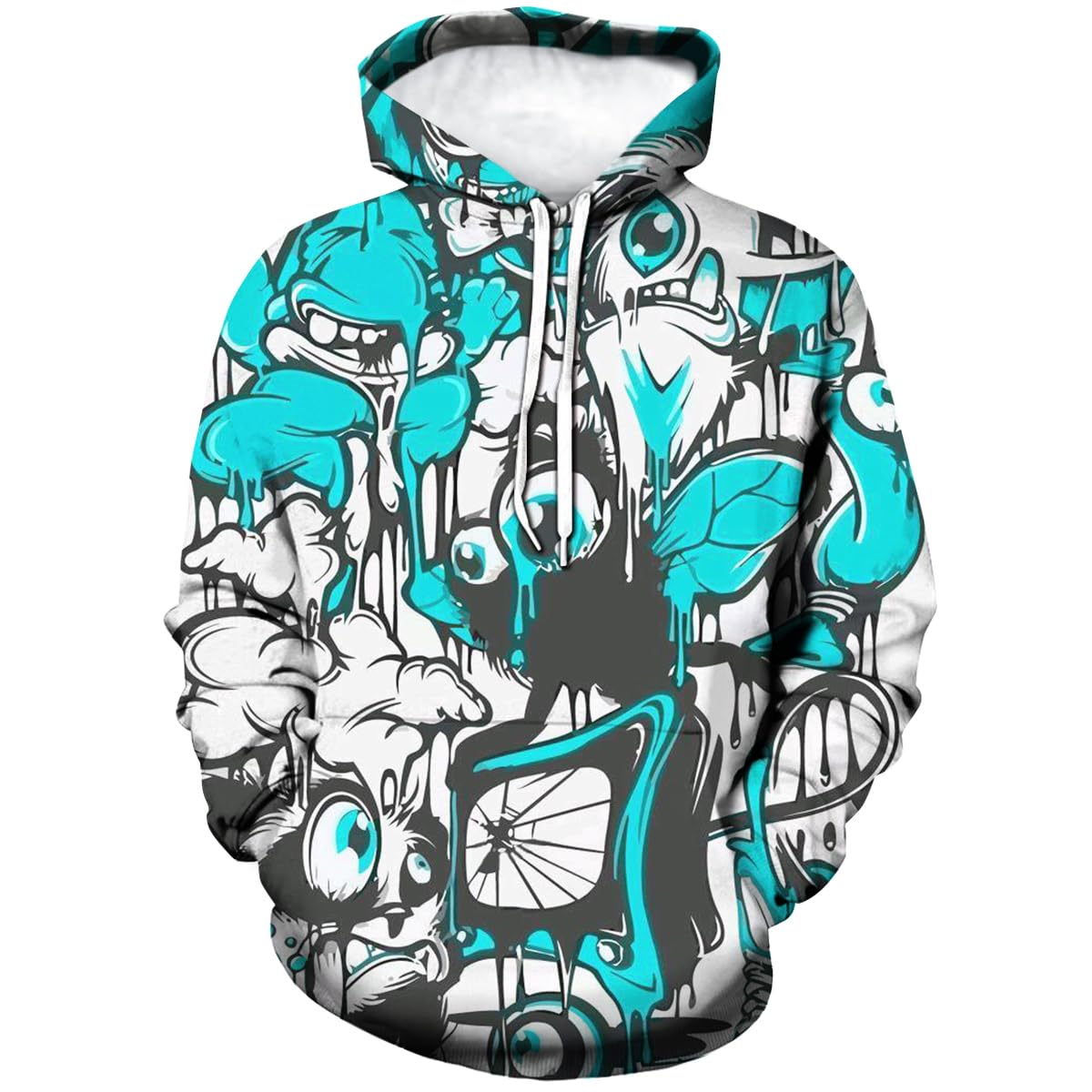 Xissazri Fashion Novelty Hip-Hop Graffiti Print Men's Hoodies Hooded Sweatshirts Pullover Unisex-C2-M