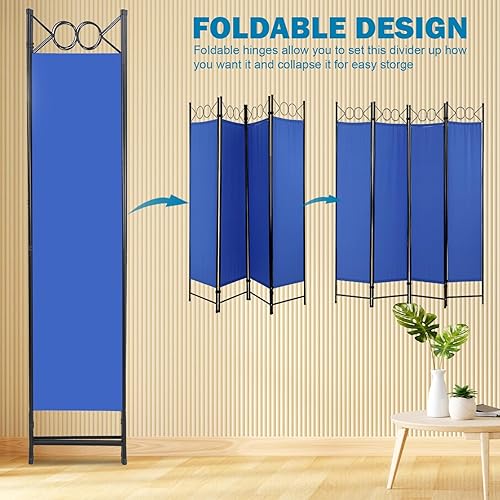 Miniatura 26 de Divisor de habitación, pantalla de privacidad plegable, 4 paneles, divisor de pared portátil, divisores de habitación para el hogar, oficina,