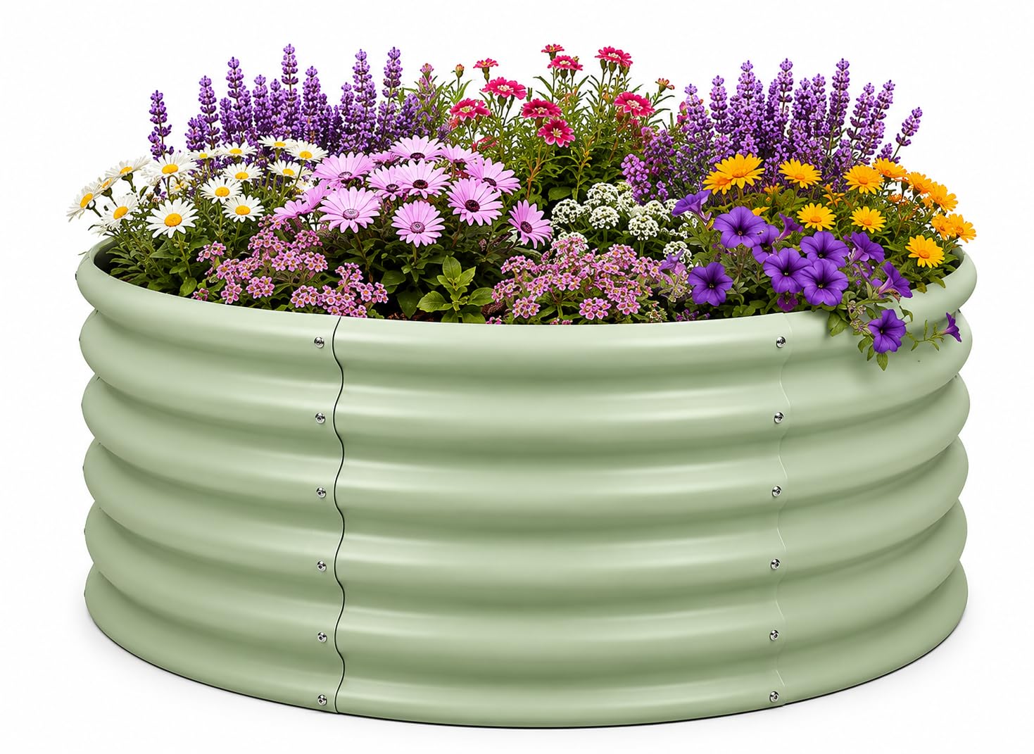 Round Galvanised Steel Raised Garden Bed 90 X 45Cm - Size: 45 X 90 X 90Cm - Wilko Green Harbour Housewares