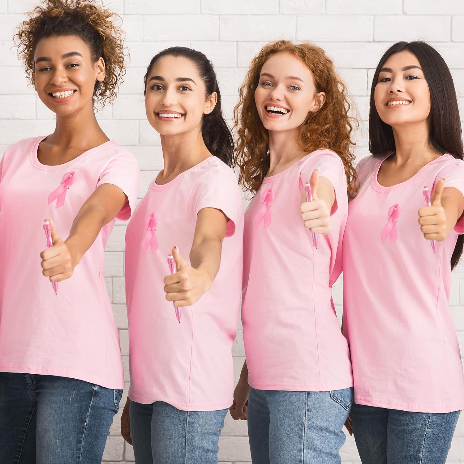 Chuangdi 200 Pcs Breast Cancer Awareness Ribbon Ink Pens Pink Satin Awareness Ribbons, Breast Cancer Mental Health Awareness Bulk for Public Events (Pink)