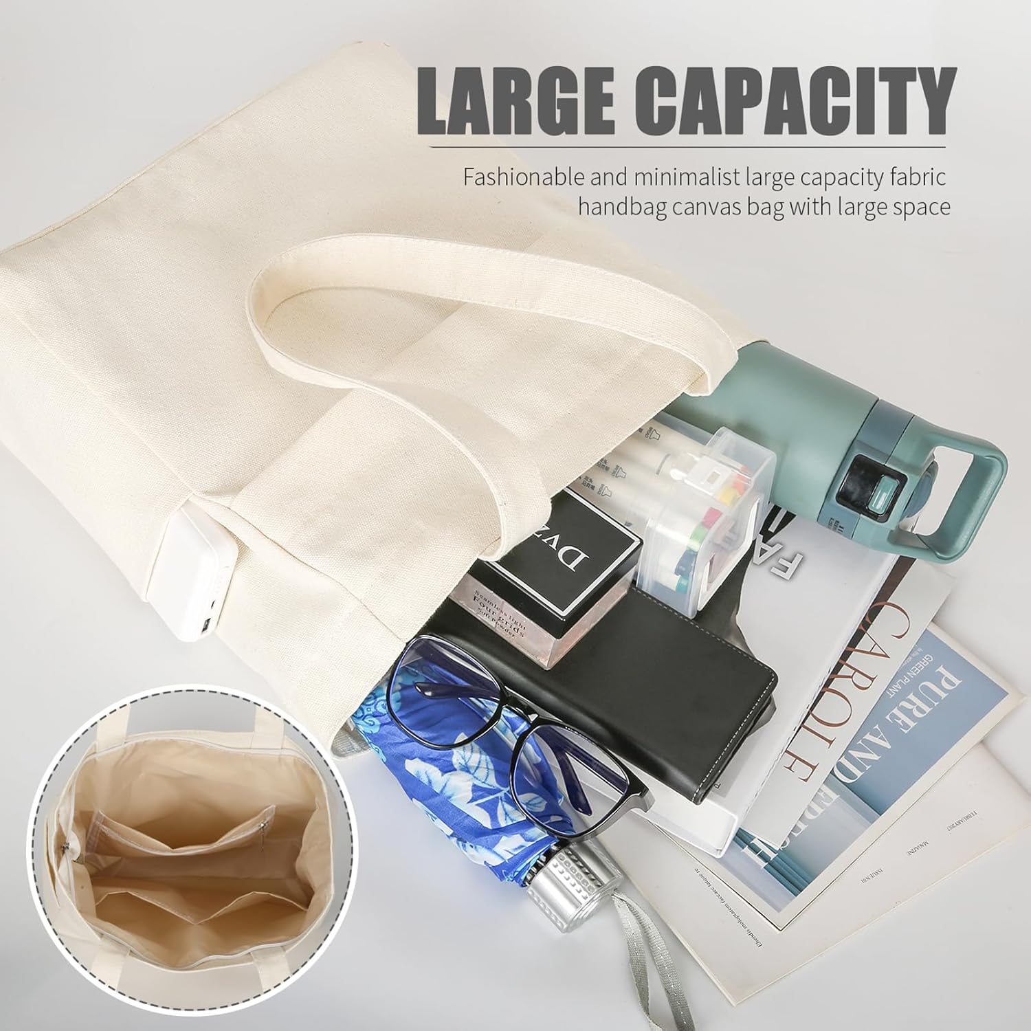 Afashor Women's Vintage Canvas Tote Bag Casual Hobo Shoulder Satchel Large Capacity Handbag - Image 4