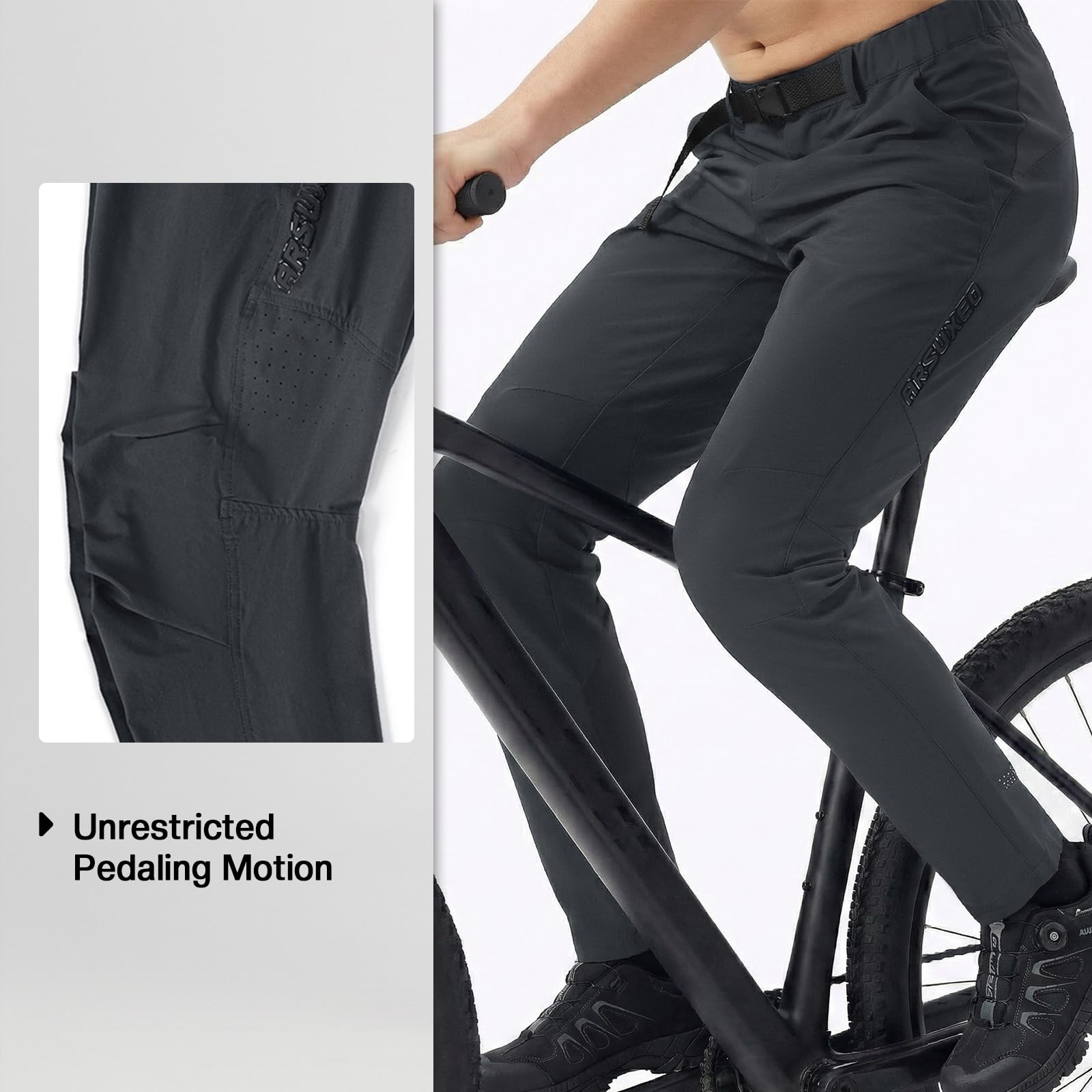 ARSUXEO Pantalón Deportivo Outdoor para Hombre, pantalón de Ciclismo con Bolsillos con Cremallera, pantalón para Senderismo, Camping, Escalada y Running, G5