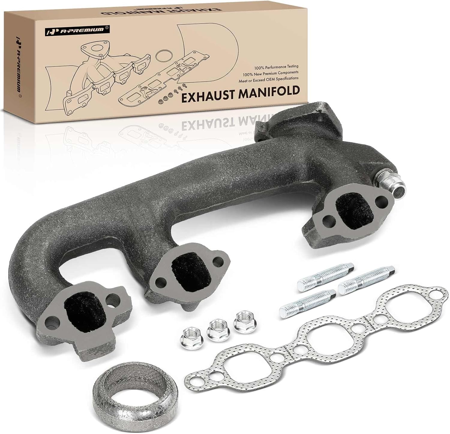 A-Premium Left Side Exhaust Manifold Kit W/Gaskets [4.3L] Compatible with Chevrolet Express 1500 2500, C1500, K1500, Astro & GMC Savana 1500 2500, C1500, K1500, Safari & Workhorse FasTrack FT931