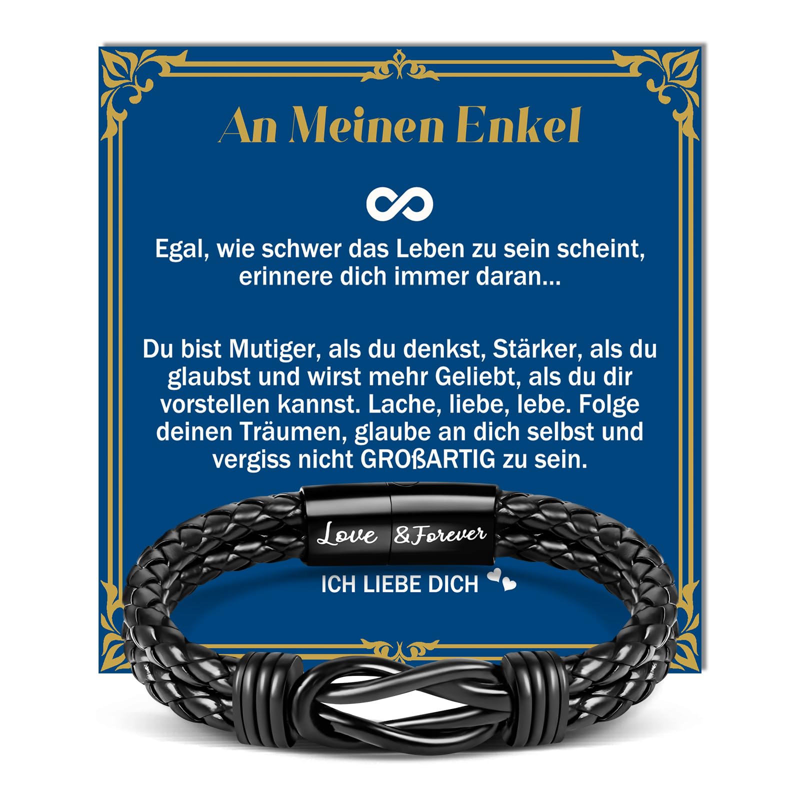 YIBONIKA Geschenke für Herren Junge, Lederarmband für Ihn Papa Mann Sohn Opa Enkel Neffe Bruder Freund, Geschenk zum Valentinstag Weihnachten Vatertag Geburtstagsgeschenk mit Geschenkbox