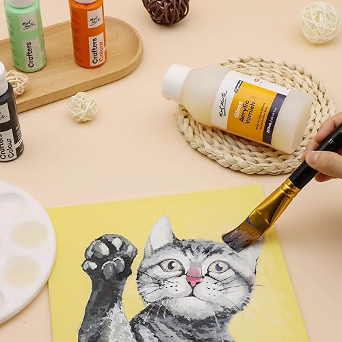 Miniatura 5 de Mont Marte Barniz acrílico brillante Signature 8.5 fl oz (8.5 onzas líquidas), barniz acrílico, sella y protege las obras de arte del polvo, la luz,