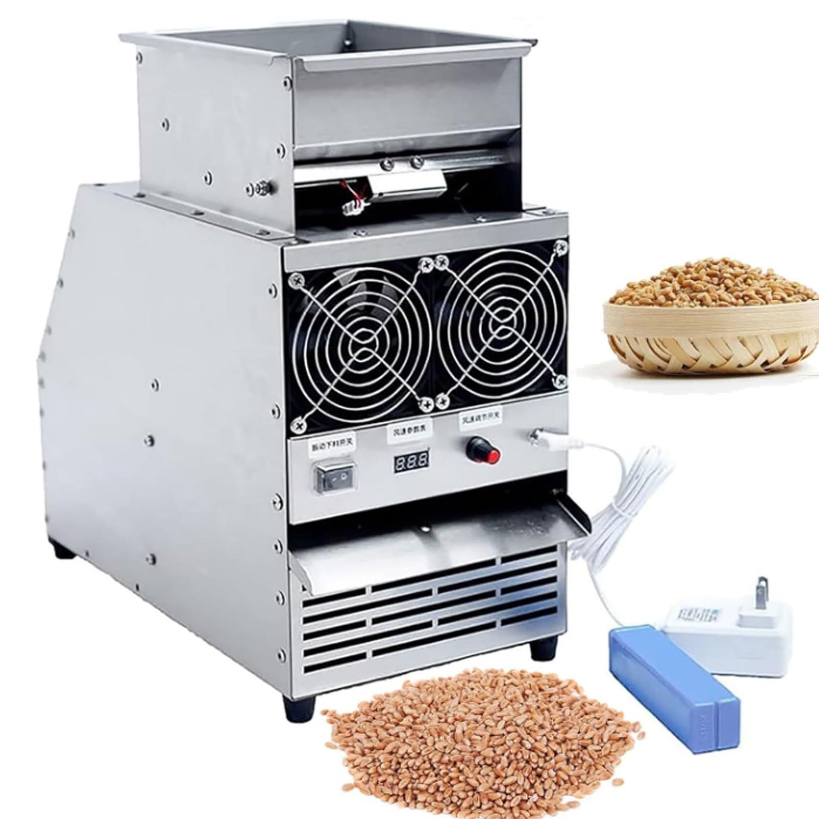 Haushalts-Getreidereinigungs-Winnower, Getreidewerfer, Windschäler, Vogelfutter-Blassiebmaschine, elektrischer Vogelfutter-Blasschalensplitter, 60~80 kg/h