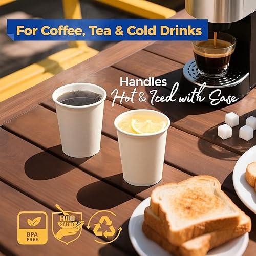 Miniatura 51 de Fit Meal Prep Paquete de 100 tazas de café de papel desechables de 16 onzas, tazas calientes de primera calidad para bebidas calientes/frías, vasos