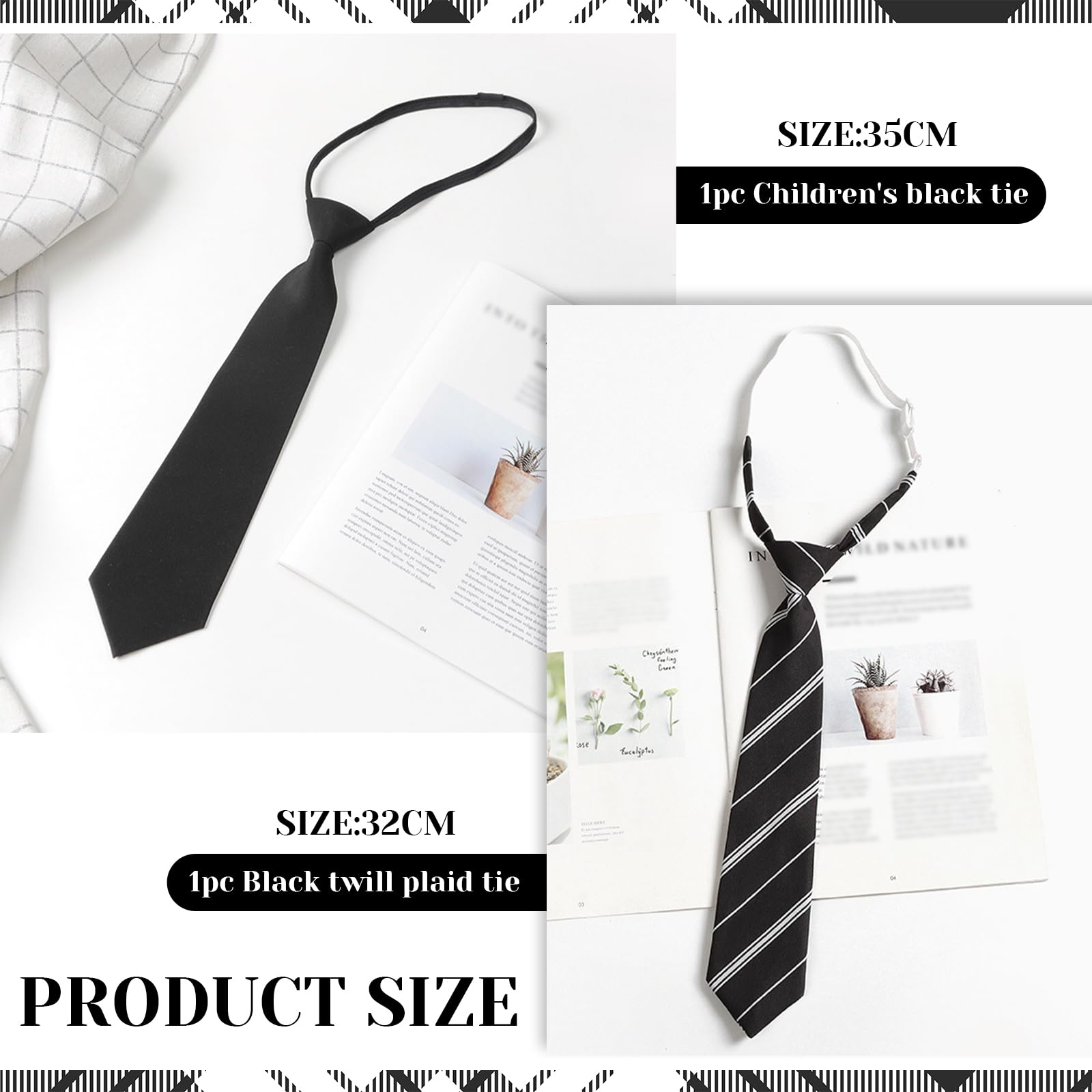 Corbata de 2 piezas para niños, elegante lazo ajustable, corbata negra, corbata de disfraz, corbata dulce para niños, uso diario