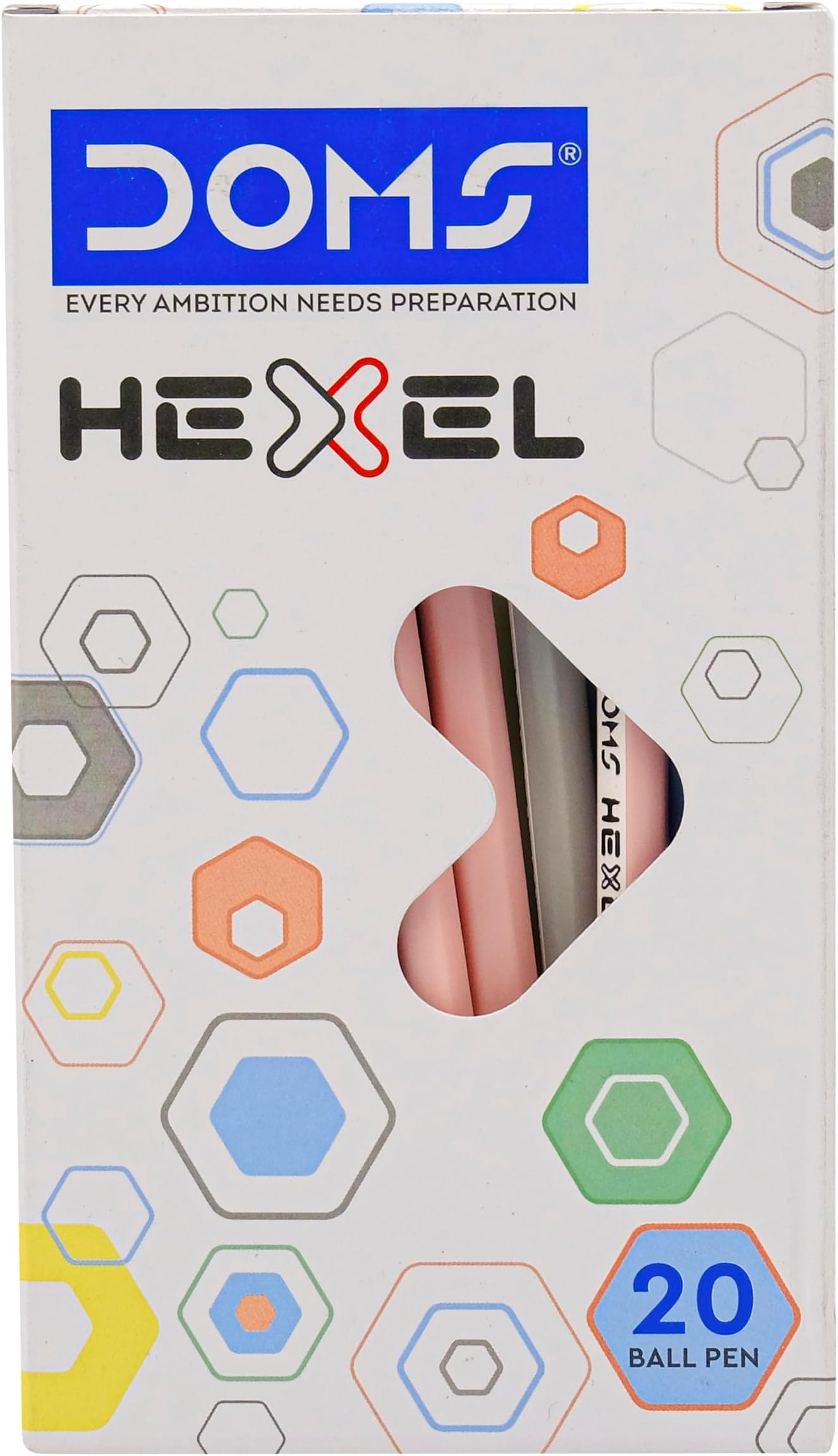 DOMS HEXEL PEN BLUE 20 PCS BOX