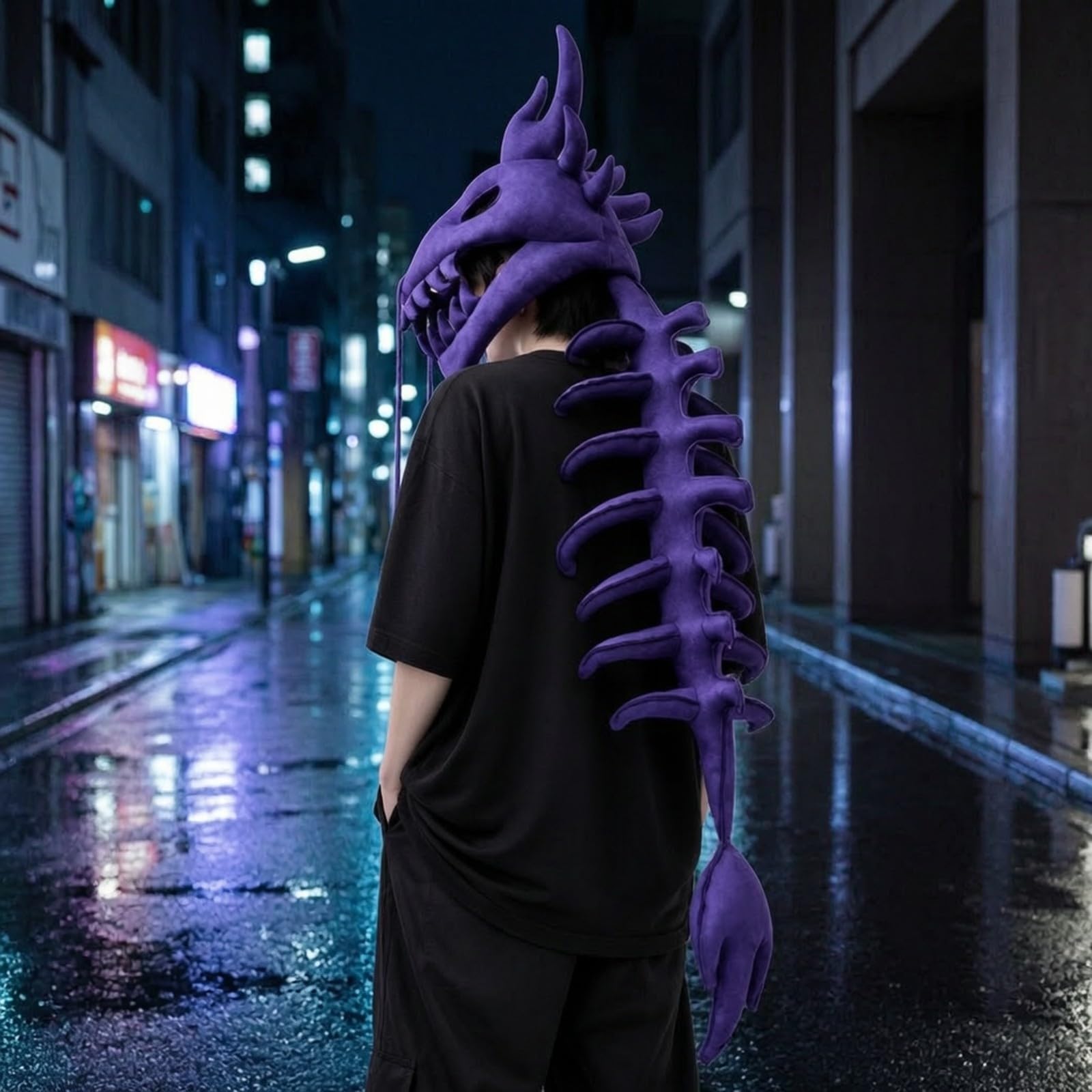 Gralara Copricapo Teschio di Dinosauro con Spina Dorsale Imbottito Costume Scheletrico di Dinosauro 3D Travestimento per, Cosplayer, Halloween, Cosplay,