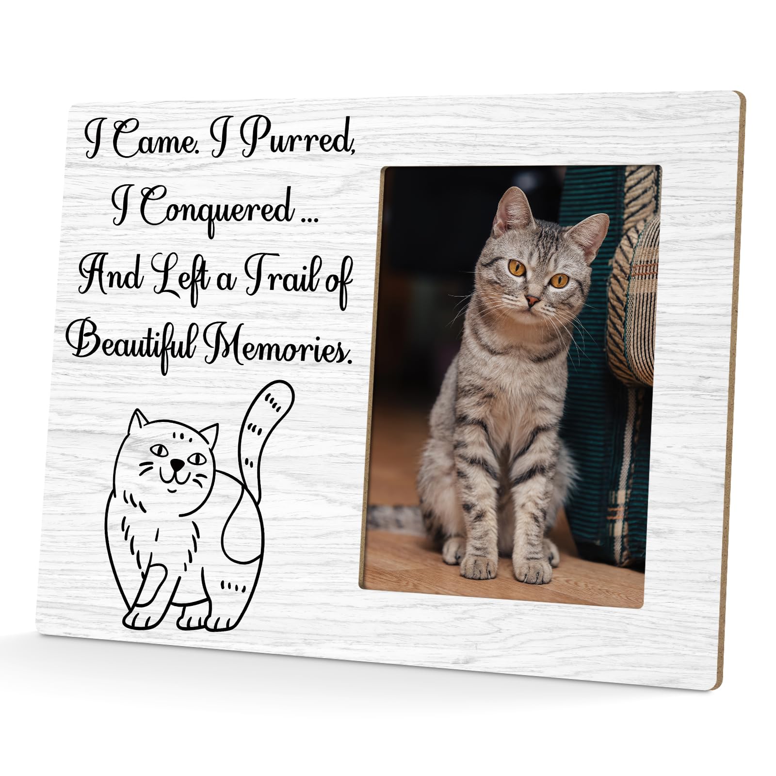 Cat Memorial Gifts for Loss of a Cats Loss of Pet Sympathy Gift for Women 4x6 Picture Frame Passed Away Condolence Present for Pet Lovers Pets Memorial Gift for Cats Wooden Photo Frame