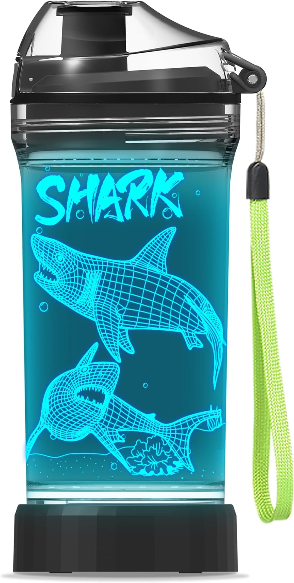 Shark Gifts, Light Up Kids Water Bottle with 3D Ocean Animal Design-14 OZ Tritan BPA Free - Cool Drinking Cups Gift for School Kids Baby Boy Girl Child