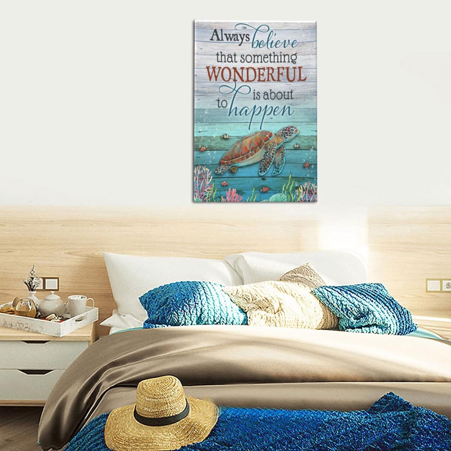 Bathroom Wall Decor Sea Turtle And Fish Ocean Sea Wall Art Ocean Decor Canvas Prints Nautical Bathroom Art Pictures Canvas Wall Art Decor Canvas Framed For Living Room Bedroom Ready To Hang 16x24 inch Sea Turtle And Fish 16x24 inch