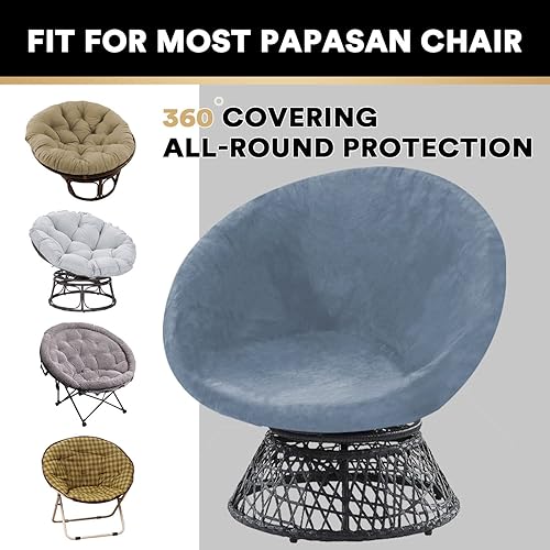 Miniatura 4 de Funda redonda de terciopelo para silla de platillo de alta elasticidad funda extraíble para silla de luna para adultos protector de muebles para