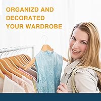 Vista 6 de Paquete de 20 perchas de madera resistentes para camisas, vestidos, abrigos y más (natural)