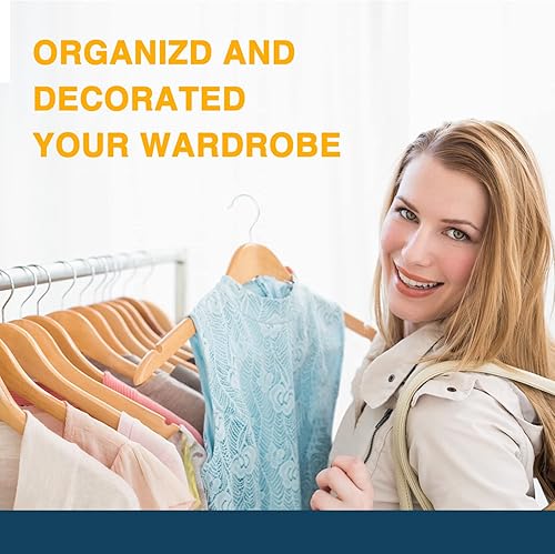 Miniatura 6 de Perchas de madera resistentes para ropa, paquete de 20 perchas de madera resistentes ideales para lavandería y uso diario, perchas resistentes para