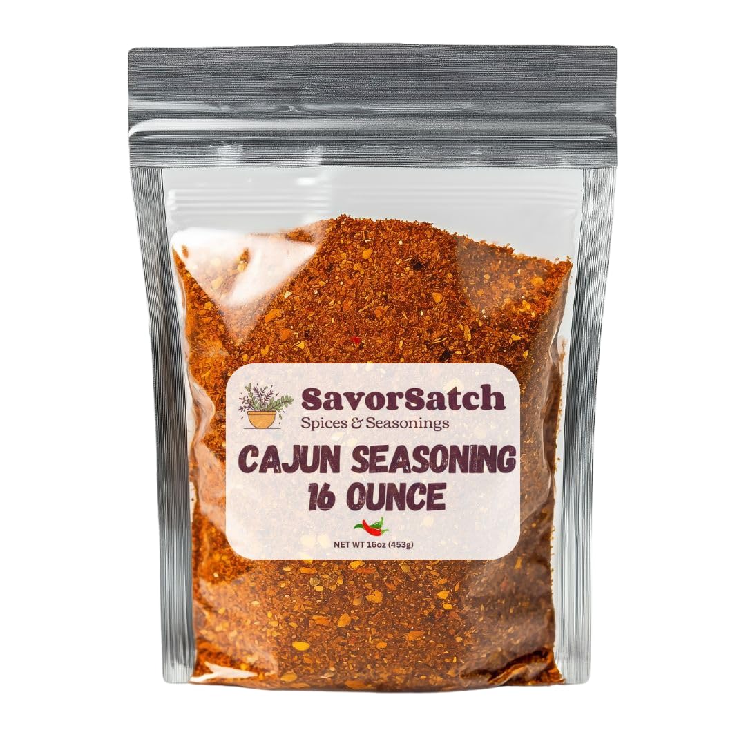 Cajun Seasoning - 16 Ounce Resealable Pouch | Bulk Pack | Kosher, Non-GMO, MSG Free, Bayou, Authentic Louisiana Flavor, Southern Cooking, Flavorful Blend, Grilling, All-Purpose Seasoning for Meat, Seafood, Southern Dishes, Buffalo Wings - One Pound | For Restaurants, Commercial Kitchens, Cooking Enthusiasts, Bulk Ingredients - 1 Pound (Pack of 1)