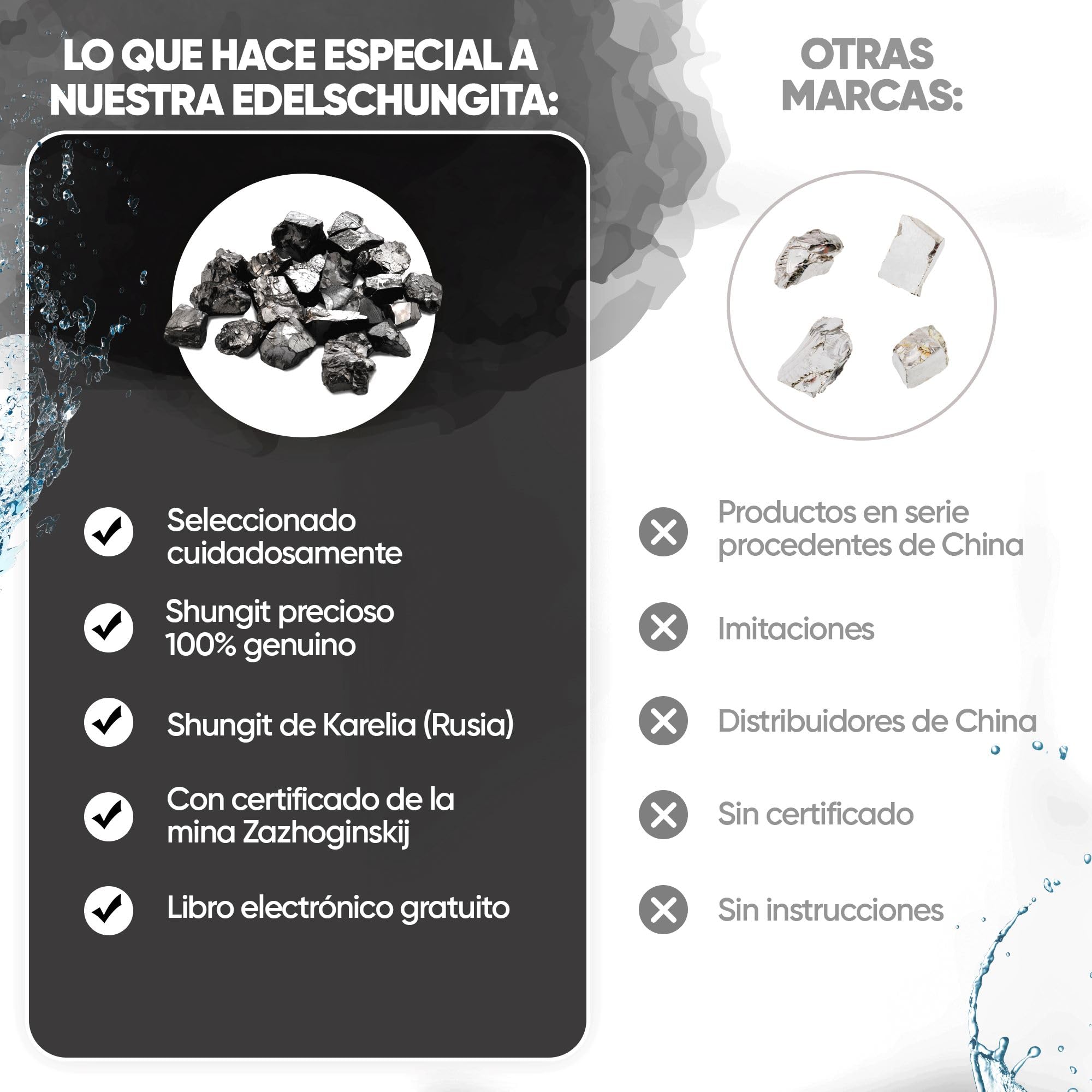 Piedras de agua de esquisto noble PURAJA para purificación de agua | Piedras de élite de esquisto | Piedras naturales de Carelia | Piedras curativas para el agua | Con certificado