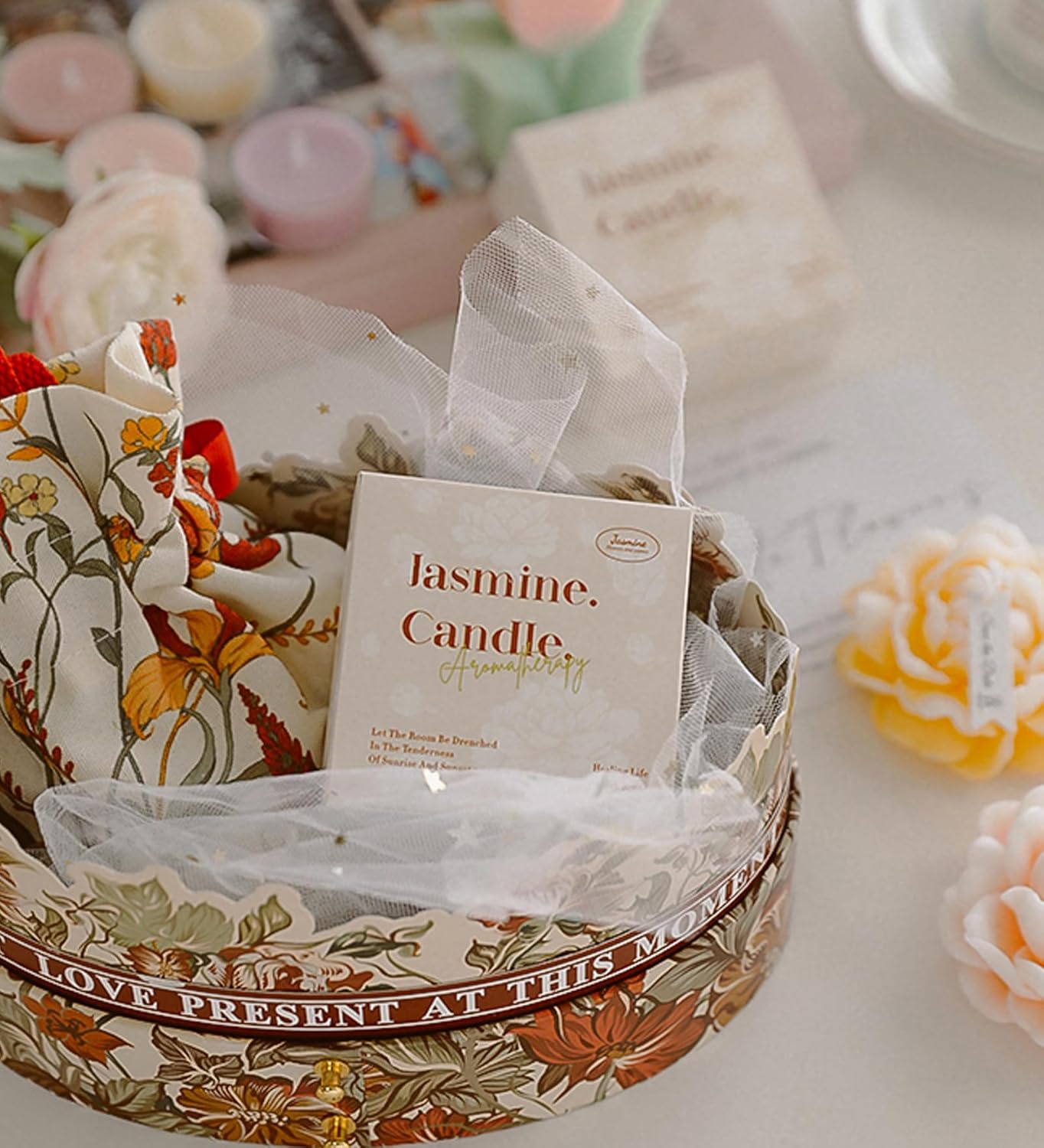 Jasmine Flower Shape Scented Candle,50G Multicolour Romantic Soy Wax Aesthetic Decorative Healing Candle for Valentine's Day Wedding Birthday,Prefect Gift for Meditation Stress Relief Mood (Yellow) - Image 8