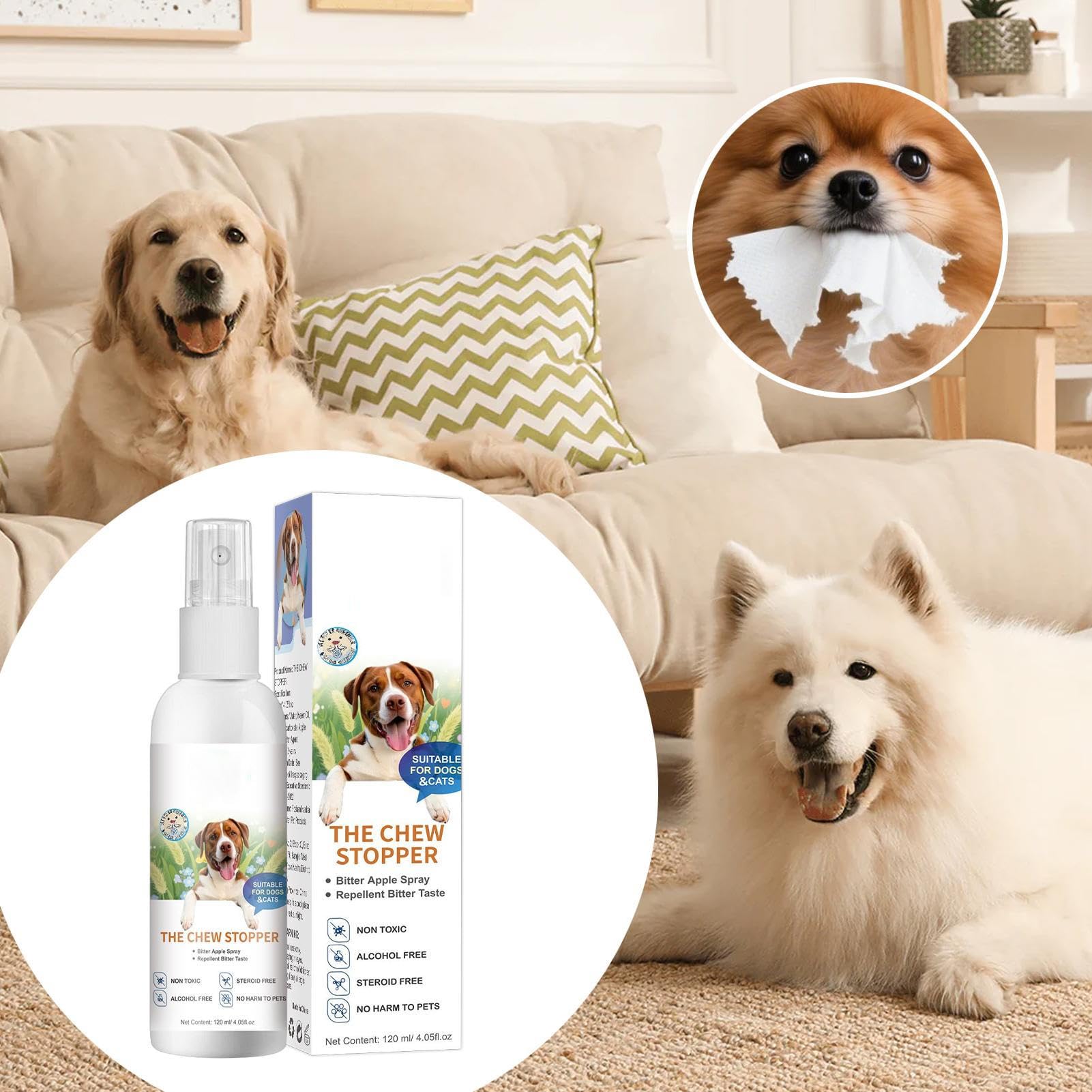 Spray Anti- pour Chiens d'intérieur | Spray d'apprentissage de la propreté pour Chiot | Aide au comportement pour l'urine, Les déjections Canines, Les Meubles, Les Tapis, la Maison, Les