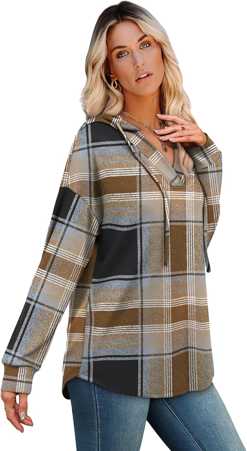 Sampeel Hoodies for Women Trendy Fall Fashion 2025 V Neck Oversized Sweatshirt Plus Size Tops Clothes - Image 4