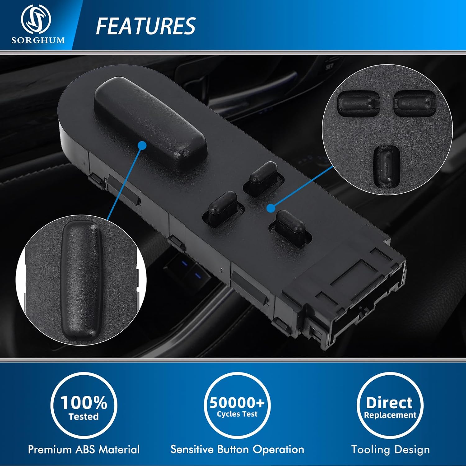 SORGHUM Power Seat Switch - Driver Side Adjustment Switch Control LH/RH Compatible with 1997 1998 1999 2000 2001 2002 2003 2004 Chevrolet C5 Corvette 14 Pins Replace# 12135158