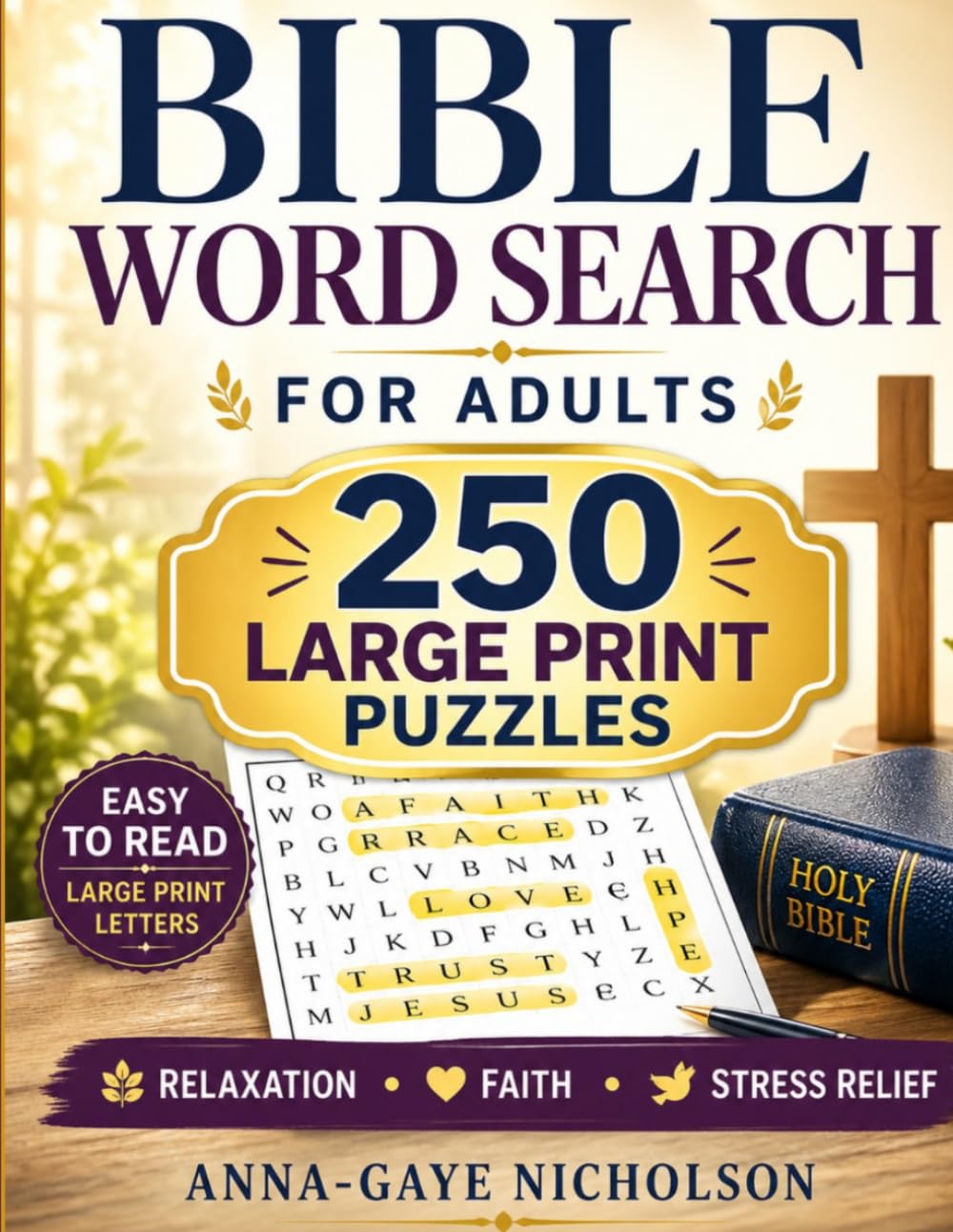 Bible Word Search for Adults: 250 Large Print Puzzles for Relaxation & Faith