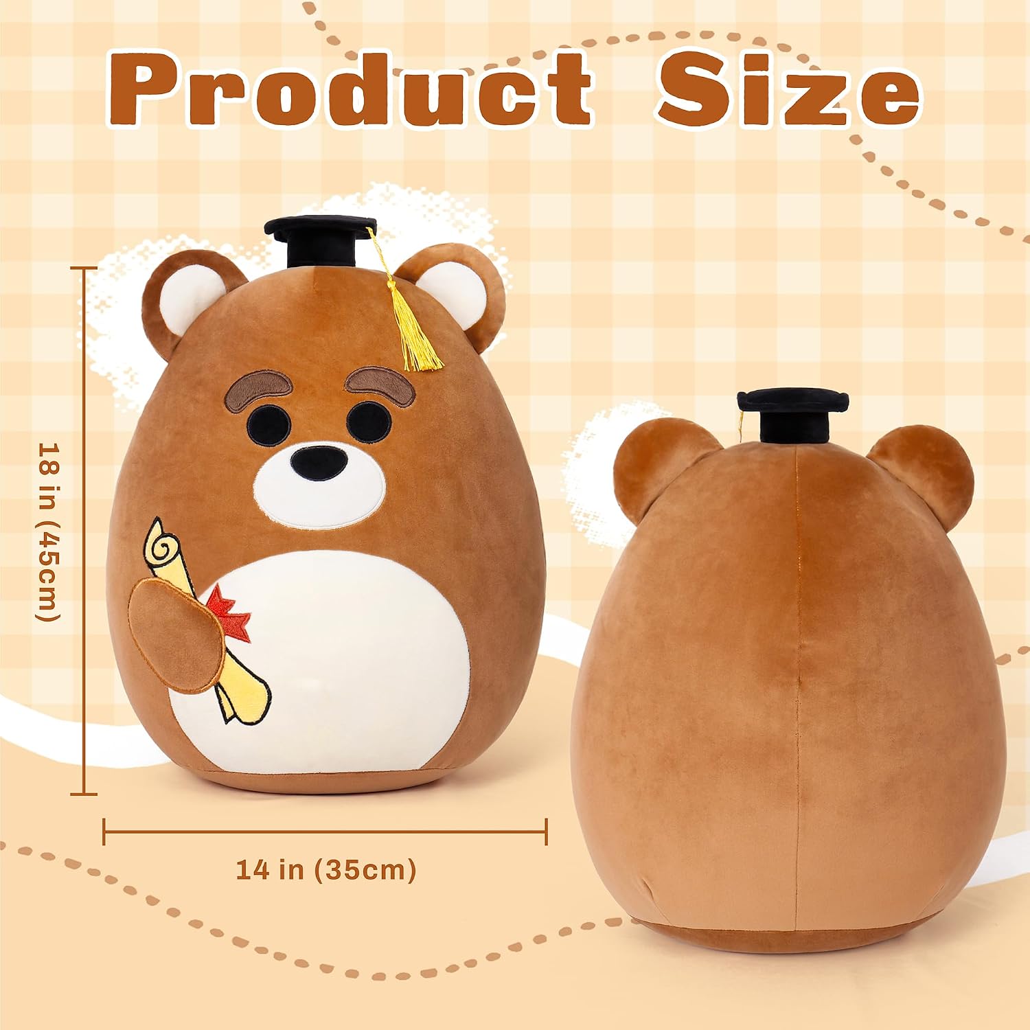OurHonor Graduation Gifts,Grad Bear Stuffed Animals Plush with Mini Graduation Cap, Gifts for Preschool, Kindergarten, Elementary, High School