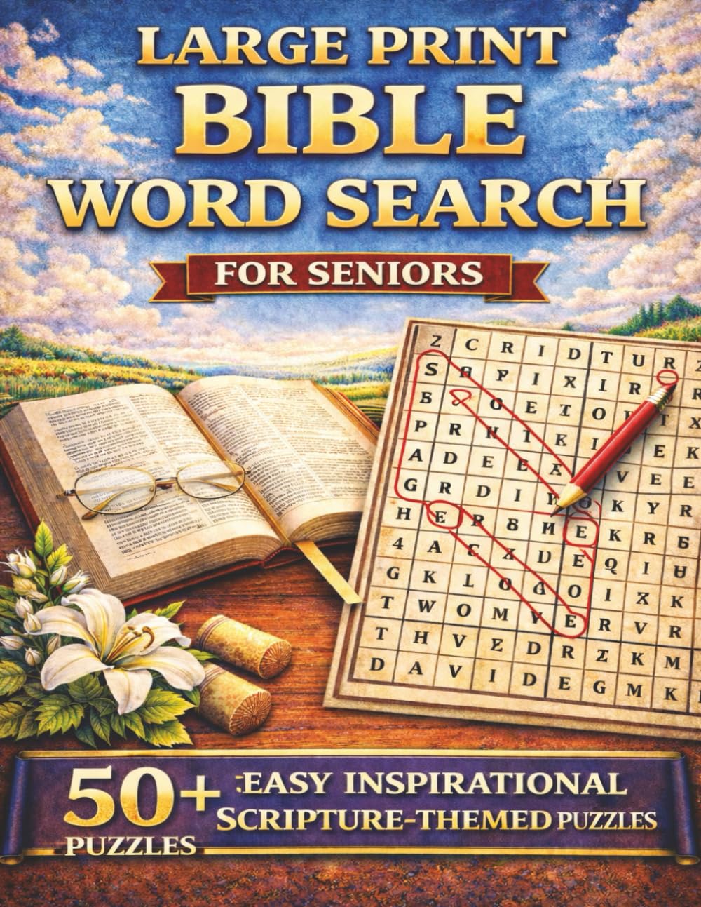 Large Print Bible Word Search for Seniors: 50+ Easy-to-Read Scripture-Themed Puzzles for Relaxation & Faith with Solutions Included