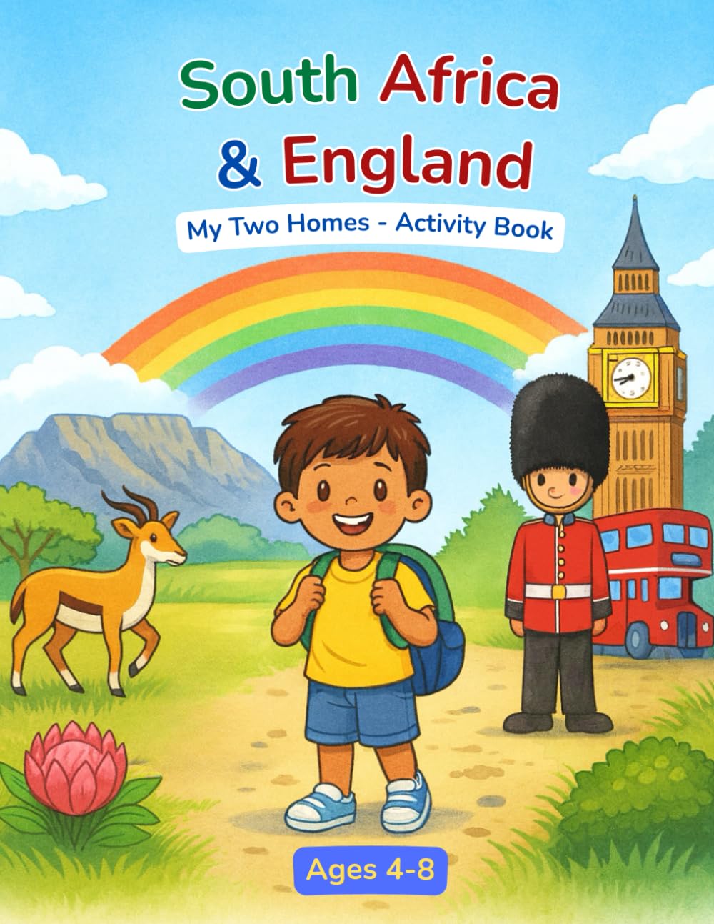 South Africa & England: My Two Homes - An Educational Activity Book for Children Ages 4–8: A Fun Learning Activity Book for Kids with Facts, Animals, Culture, and Royal Family Activities