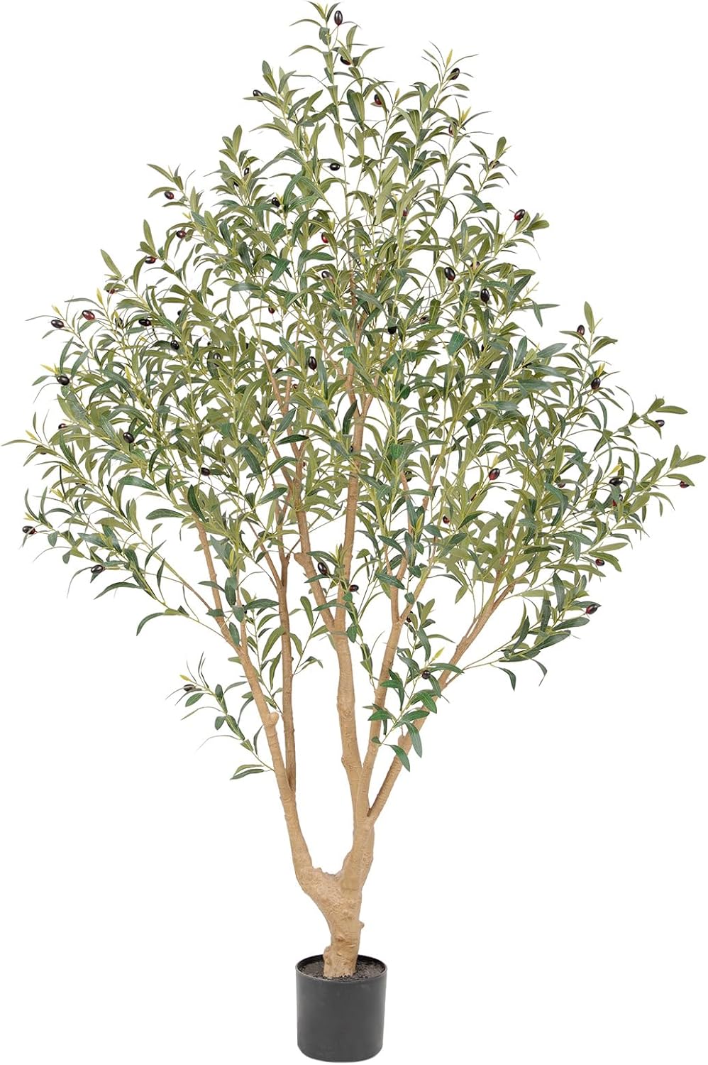Majestic Faux Olive Tree 6ft – Artificial Olive Tree Indoor & Outdoor with Lifelike Leaves & Textured Branches for Living Room, Office, Entryway,Patio