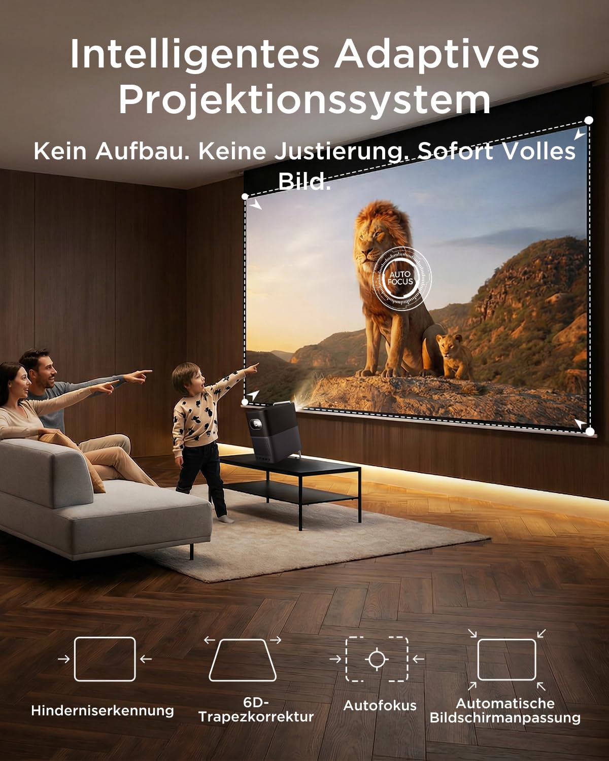 TCL A1s Beamer 4K Full HD, Google TV, 600 ISO Lumen, Autofokus, 6D Trapezkorrektur, Bluetooth, WiFi, Heimkino