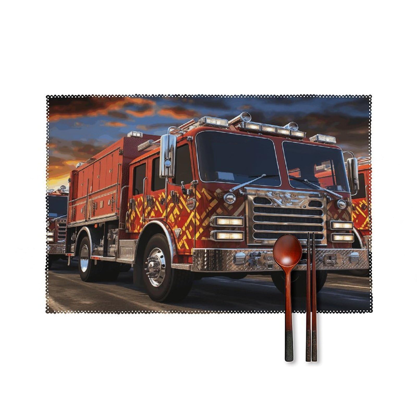 Fodpand Style Fire Truck Placemats Set Of 4 Place Mats Table Mats