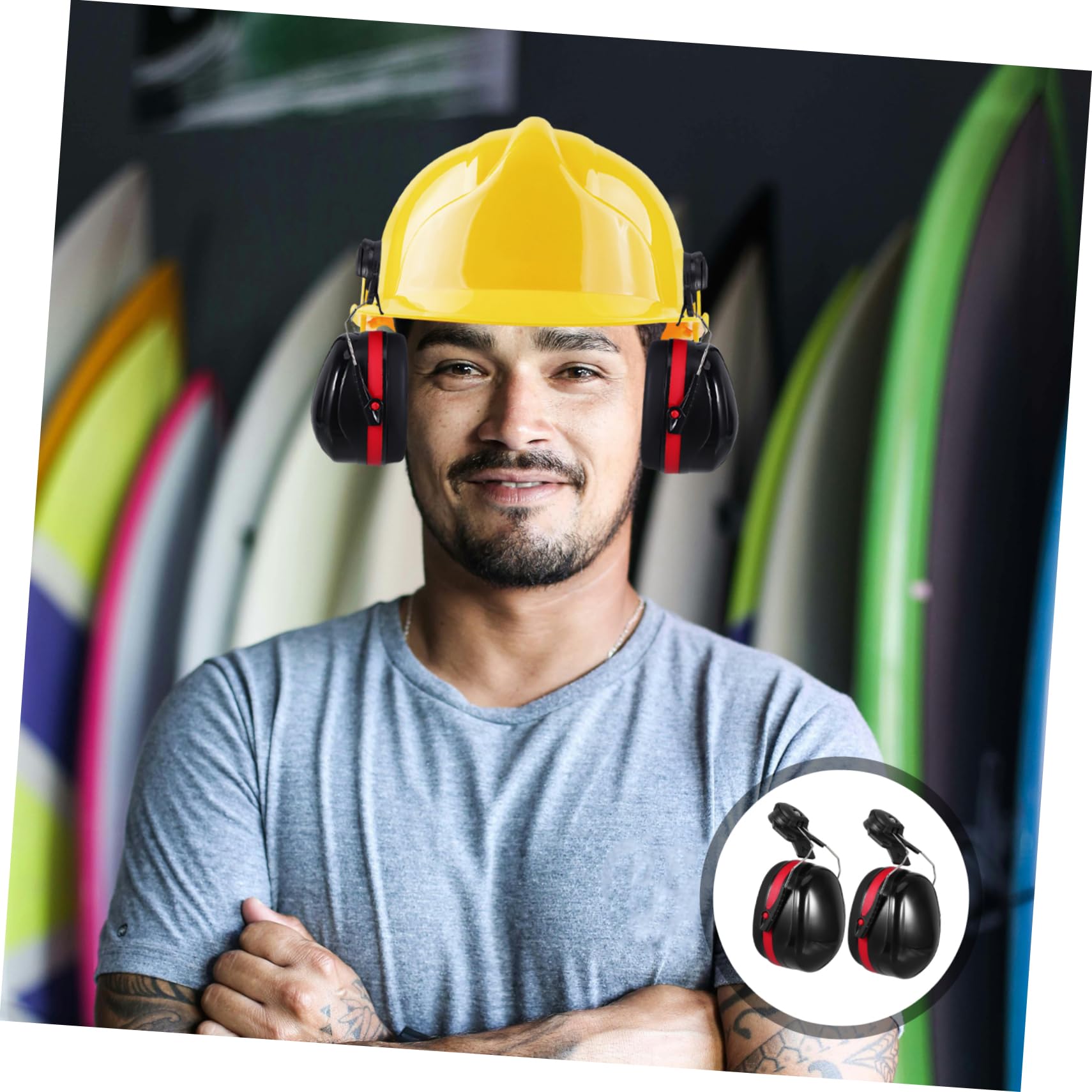 LIFKOME Orejeras para Casco de Seguridad Reducción de Ruido, Protección Auditiva para Trabajadores en Entornos de Alto Ruido, Plástico y Espuma