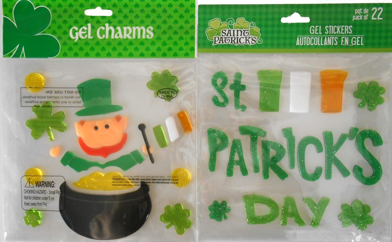 St. Patrick's Day Gel Window Clings - Leprechaun With Pot Of Gold Decorations (17 Pieces)