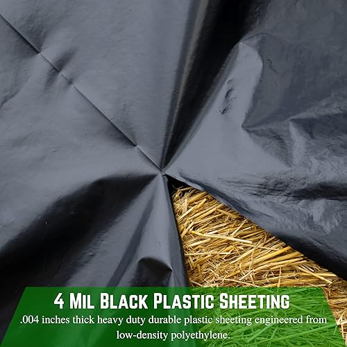 Miniatura 3 de Farm Plastic Supply - Láminas de plástico negro - 4 mil - (20' x 100') - Lona de plástico negra, láminas de plástico de barrera de vapor de