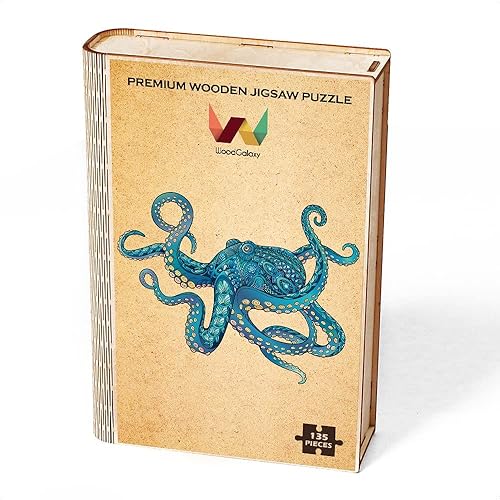 Miniatura 5 de Rompecabezas de madera de pulpo de 135 piezas, 17.3 x 13.6 pulgadas con formas únicas para adultos WoodGalaxy