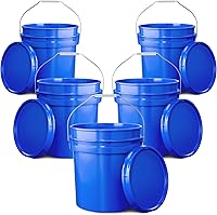 Vista 28 de EconoHome Contenedor de cubo amarillo de 5 galones con tapa, asas de metal con agarre de plástico para un fácil transporte, fácil de apilar